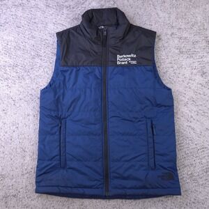 The North Face Vest Mens Small Full Zip Pockets Logo Windbreaker Blue Black